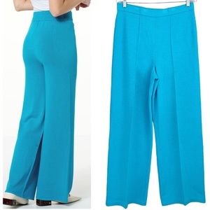 St.‎ John Turquoise Blue Santana Liquid Knit Stitched Front Seam Pant Size 12